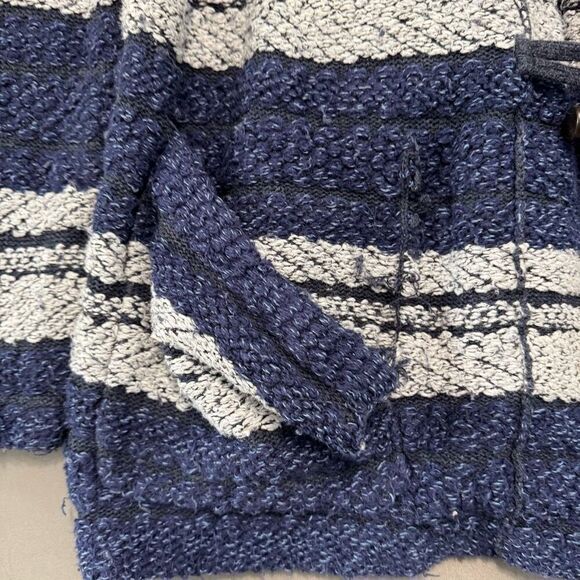 Chaps Ralph Lauren Women’s Navy Blue Striped Open Front Hooded Sweater Size S - Picture 2 of 10